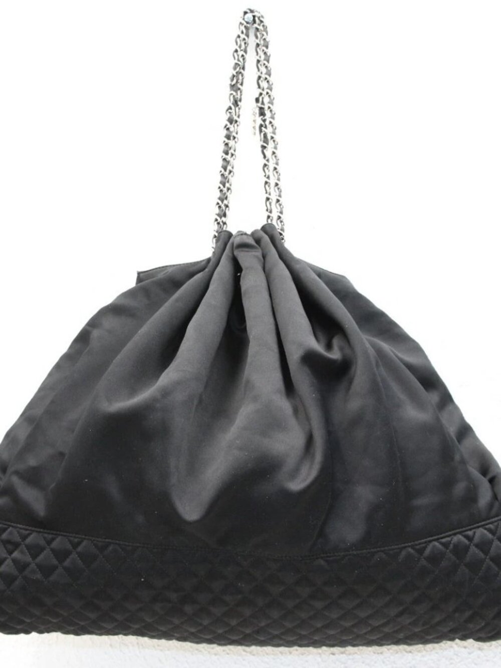 Chanel Chanel Quilted Jersey Large Fabric Melrose Cabas Bag - Black